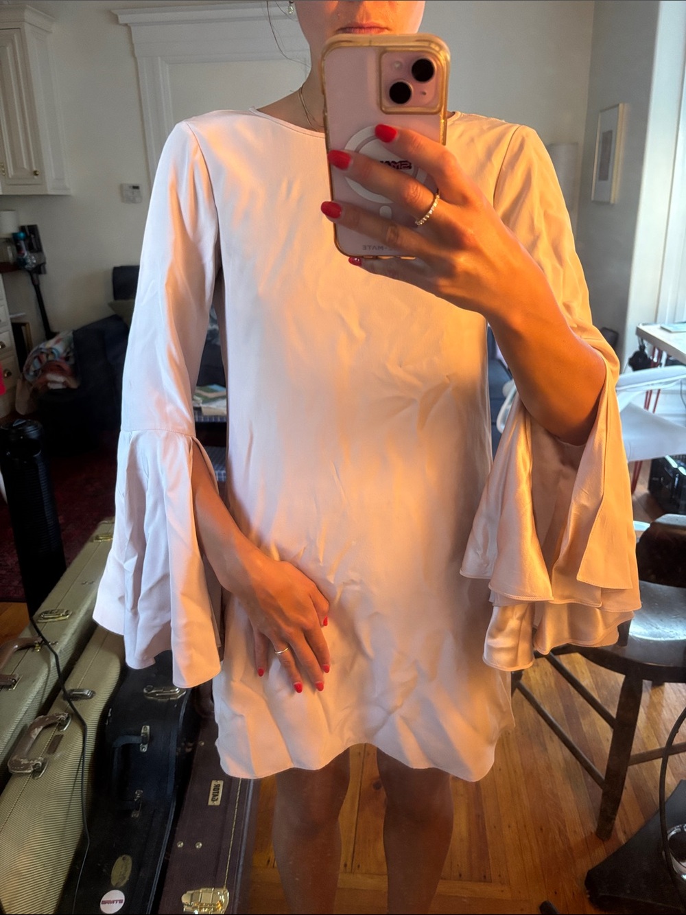 Elizabeth and James Light Pink Bell Sleeve Shift Dress Top